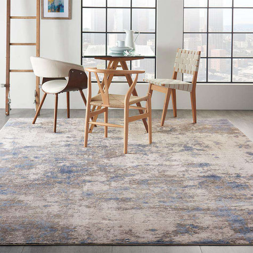 Nourison Rugs Silky Textures SLY04 Blue Ivory Grey - Woven Rugs