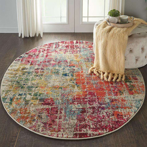 Nourison Rugs Celestial CES13 Pink Multi Circle - Woven Rugs