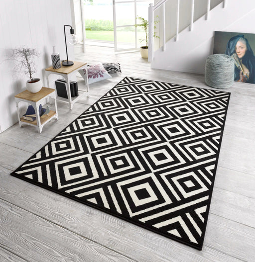 RugsDirect Online Modern Capri 102553 Art Black Cream Rug - Woven Rugs