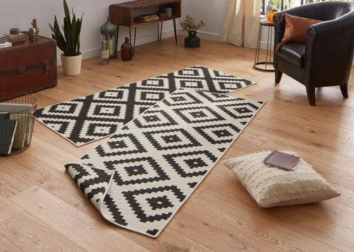 RugsDirect Online Modern 80cm x 250cm Runner Twin 103129 Black Cream Rug 4260525253787 - Woven Rugs