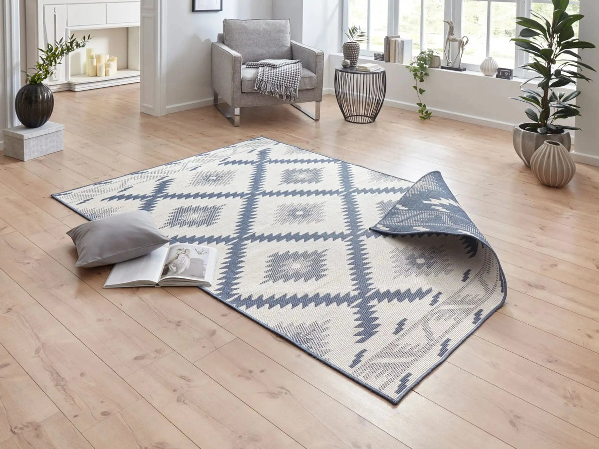 Twin Supreme 103430 Malibu Blue Cream Rug — Woven Rugs