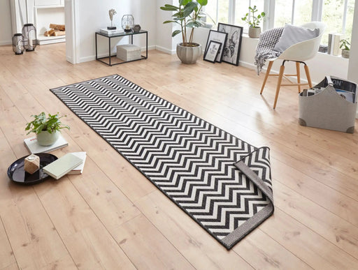RugsDirect Online Modern 80cm x 250cm Runner Twin Supreme 103433 Palma Black Cream Rug 4260578023078 - Woven Rugs
