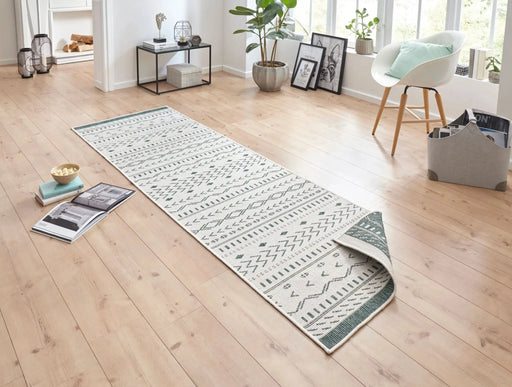 RugsDirect Online Modern 80cm x 250cm Runner Twin Supreme 103440 Kuba Green Cream Rug 4260578023498 - Woven Rugs