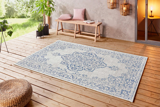 RugsDirect Online Modern Beach Tilos Cream Blue Rug - Woven Rugs