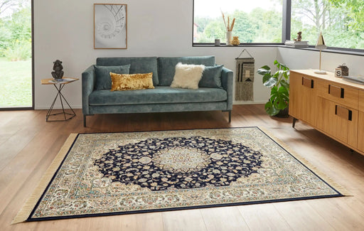 RugsDirect Online Traditional Naveh 104378 Antik Nain Dark Blue Cream Rug - Woven Rugs