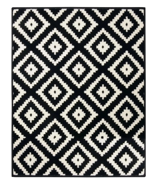 RugsDirect Online Modern Hamla 105477 Diamond Black Cream Rug - Woven Rugs
