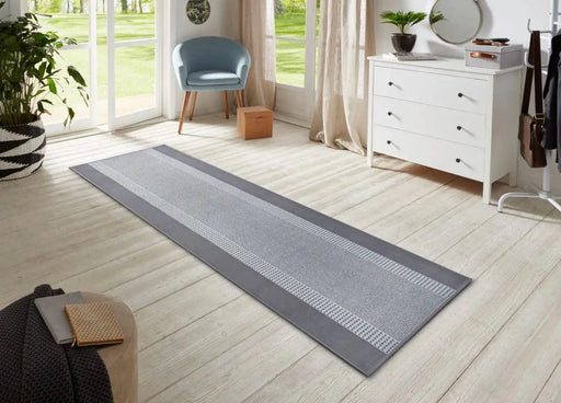 RugsDirect Online Modern 80cm x 200cm Runner Basic 105488 Band Light Grey Rug 4260770245841 - Woven Rugs