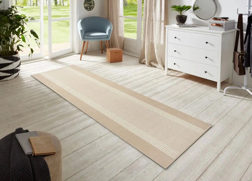 RugsDirect Online Modern 80cm x 200cm Runner Basic 105490 Band Ivory Rug 4260770246596 - Woven Rugs