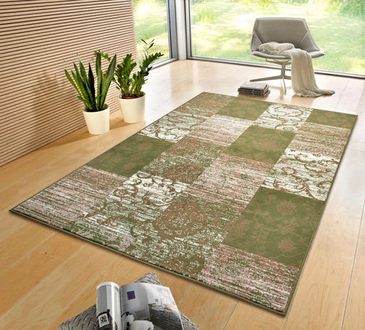 RugsDirect Online Modern Gloria 105521 Bloques Green Cream Rug - Woven Rugs