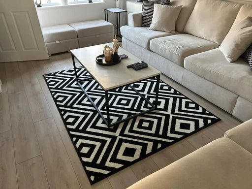 RugsDirect Online Modern Capri 102553 Art Black Cream Rug - Woven Rugs