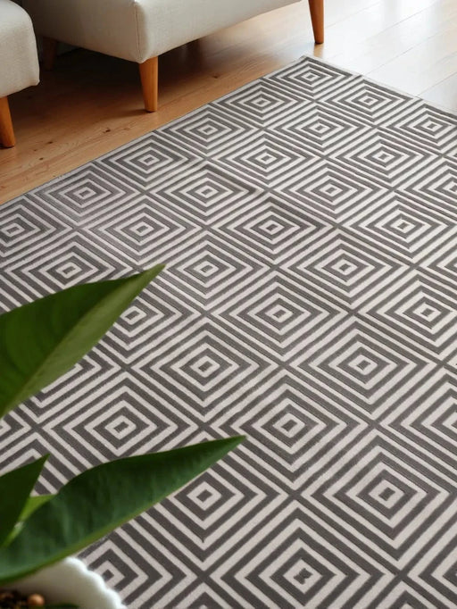 RugsDirect Online Plain Perles 106185 White Grey - Woven Rugs