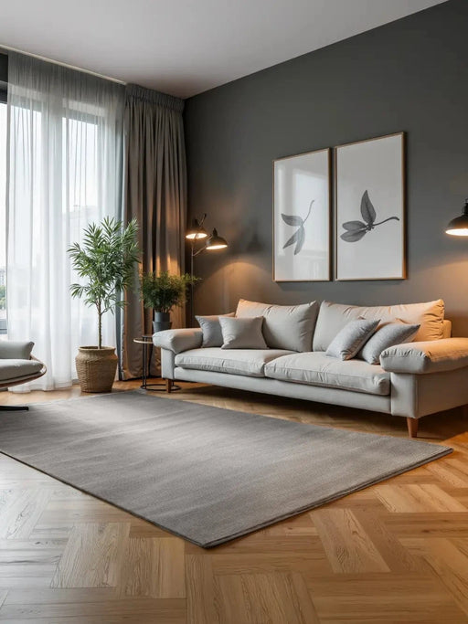 RugsDirect Online Plain Perles 106186 Cream Grey - Woven Rugs