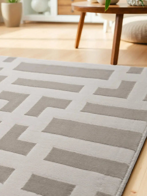 RugsDirect Online Plain Perles 106188 Cream Grey - Woven Rugs