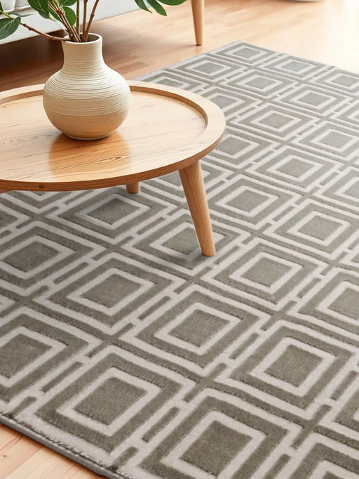 RugsDirect Online Plain Perles 106190 Cream Grey - Woven Rugs