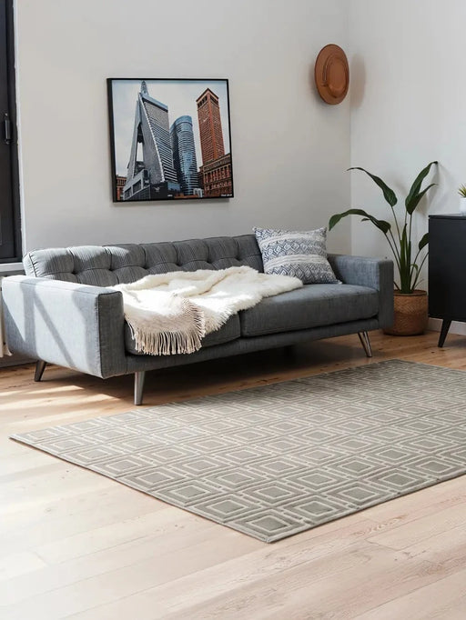 RugsDirect Online Plain Perles 106190 Cream Grey - Woven Rugs