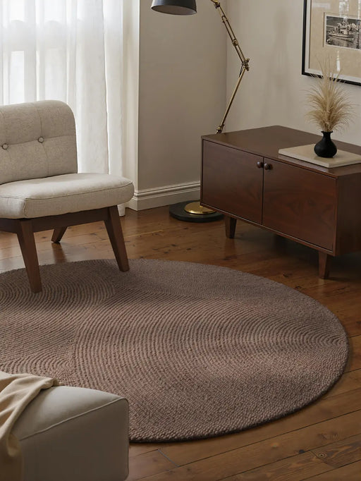 RugsDirect Online Modern 120cm x 120cm Circle Calmio 106219 Taupe 4068226013576 - Woven Rugs
