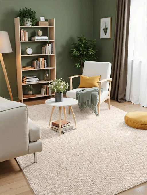 RugsDirect Online Plain Rocco 106228 Cream - Woven Rugs