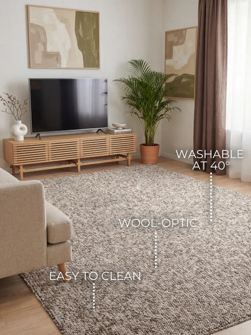 RugsDirect Online Plain Rocco 106229 Taupe Multicolor Washable - Woven Rugs