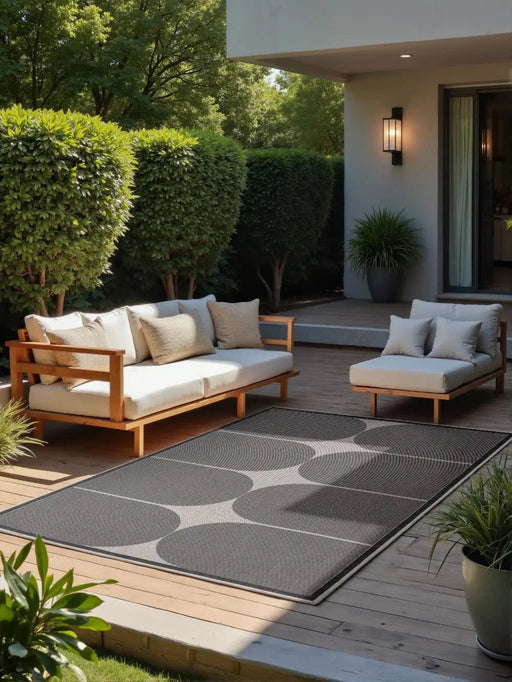 RugsDirect Online Modern Duet 106244 Black White Indoor / Outdoor Reversible - Woven Rugs