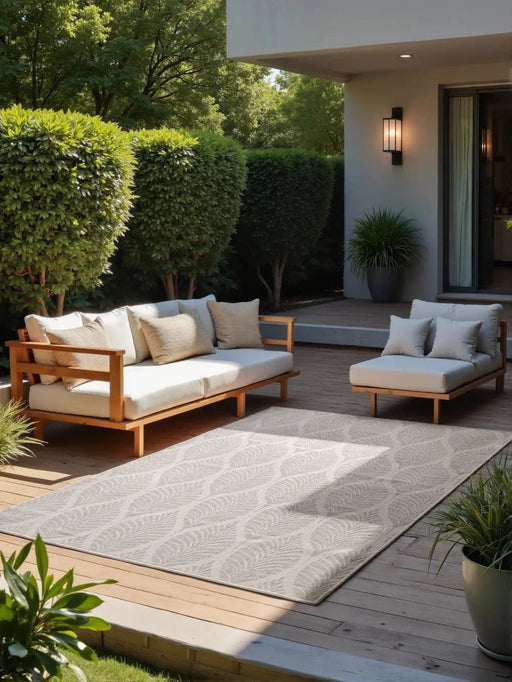 RugsDirect Online Modern Duet 106246 White Grey Indoor / Outdoor Reversible - Woven Rugs