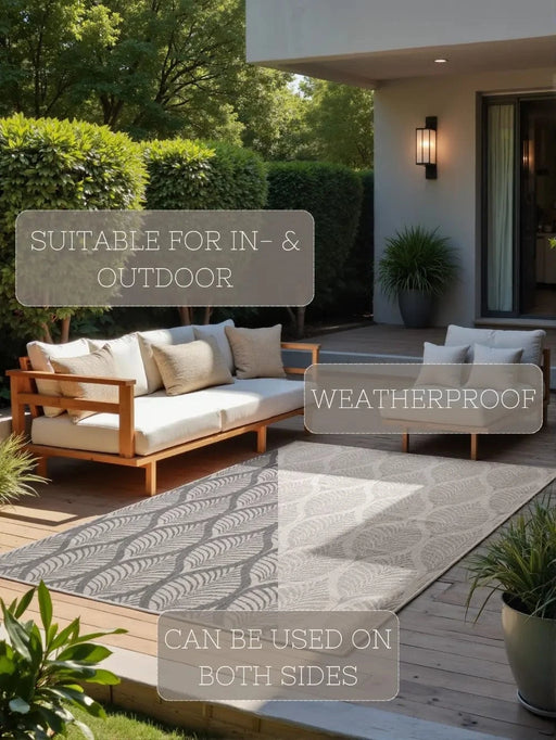 RugsDirect Online Modern Duet 106246 White Grey Indoor / Outdoor Reversible - Woven Rugs