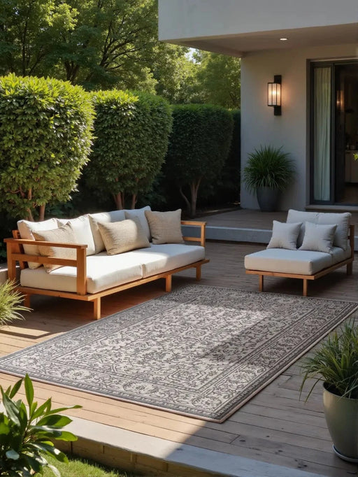 RugsDirect Online Modern Duet 106249 White Grey Indoor / Outdoor Reversible - Woven Rugs