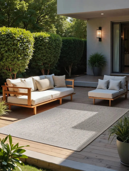 RugsDirect Online Modern Duet 106249 White Grey Indoor / Outdoor Reversible - Woven Rugs