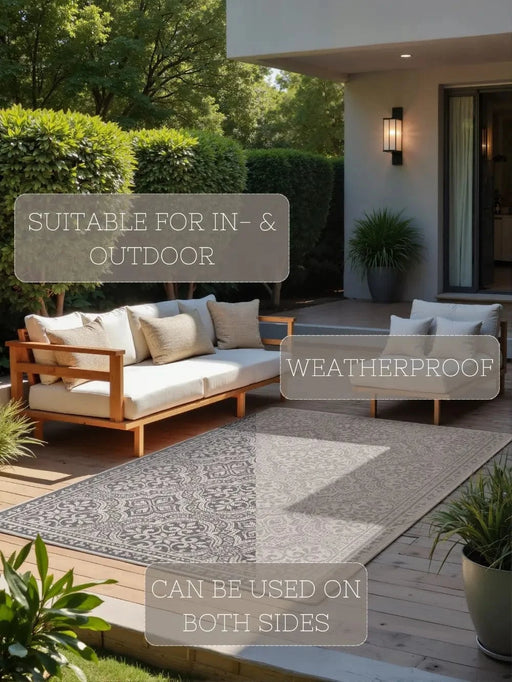 RugsDirect Online Modern Duet 106251 White Grey Indoor / Outdoor Reversible - Woven Rugs