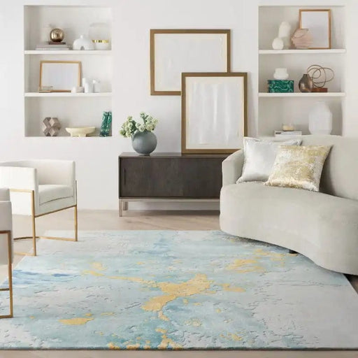 Nourison Rugs Prismatic PRS26 Seafoam Gold - Woven Rugs