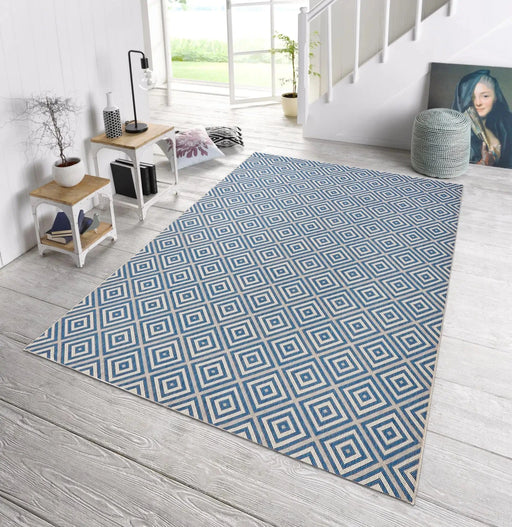 RugsDirect Online Plain/Nearly Plain Meadow HH 102468 Karo Blue Rug - Woven Rugs