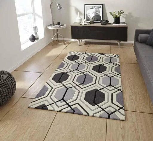 Think Rugs Rugs Rectangle / 120 x 170cm HK 7526 Grey 5060155936963 - Woven Rugs