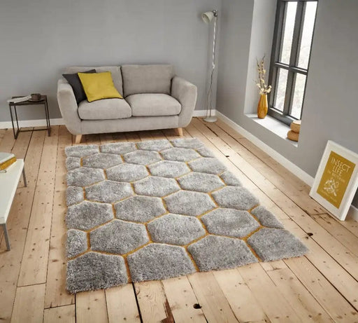 Think Rugs Rugs Noble House NH30782 Grey/Yellow - Woven Rugs