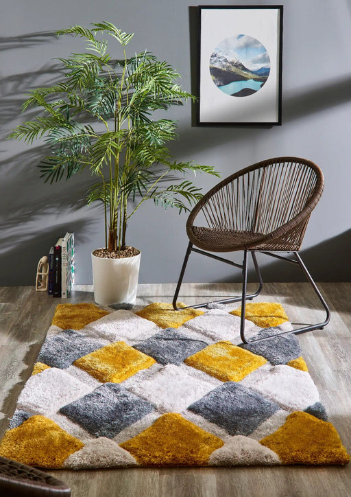 Origins Rugs Origins 3D GEO Shaggy Ochre - Woven Rugs