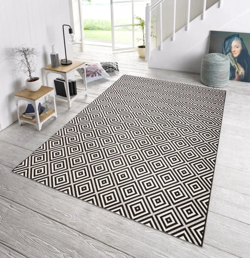 RugsDirect Online Plain/Nearly Plain Meadow HH 102470 Karo Black Rug - Woven Rugs