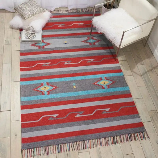 Nourison Rugs Baja BAJ01 Grey Red - Woven Rugs