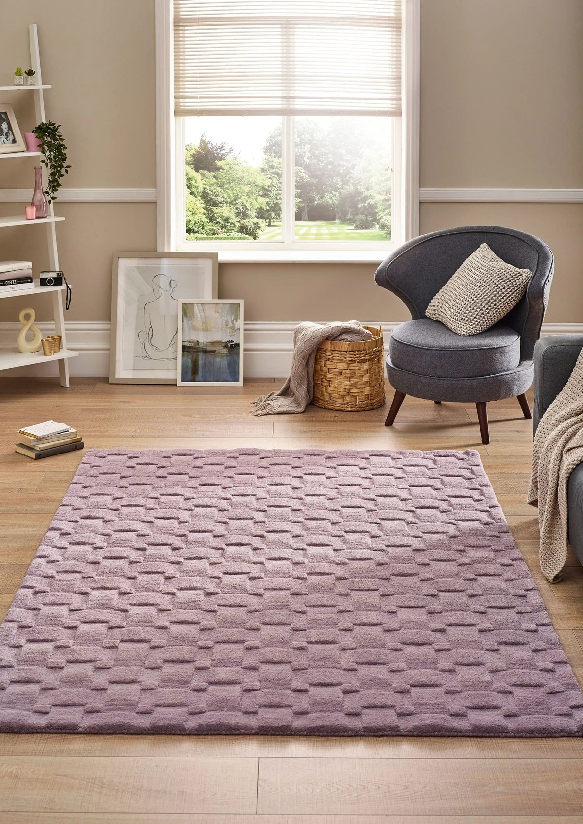 Lilac Rugs Pattern Basket Weave 3D Lilac — Woven Rugs