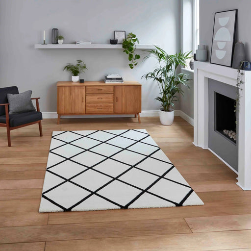 Think Rugs Rugs Rectangle / 120 x 170cm Brooklyn BRK35 Cream Black 5056331409413 - Woven Rugs