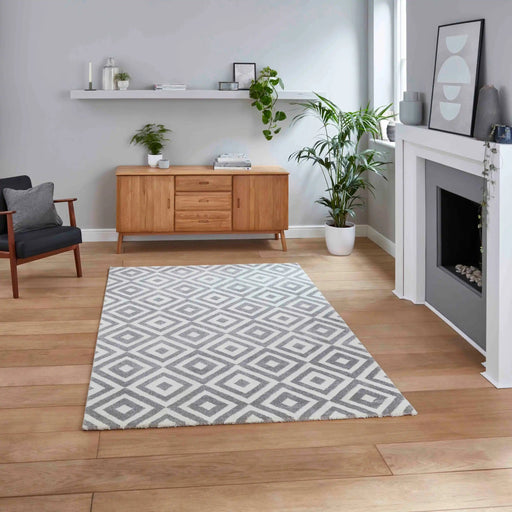 Think Rugs Rugs Brooklyn BRK89 Grey White - Woven Rugs