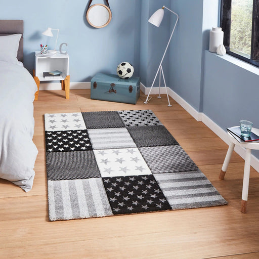 Think Rugs Rugs Rectangle / 60 x 120cm Brooklyn Kids 777 Grey 5056331401684 - Woven Rugs