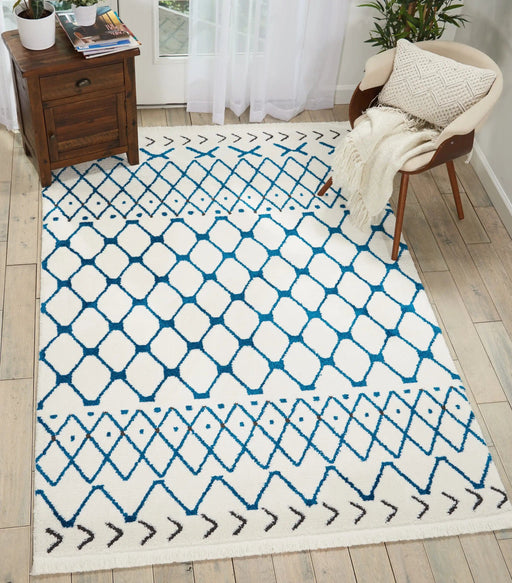 Nourison Rugs Kamala DS500 White Blue - Woven Rugs