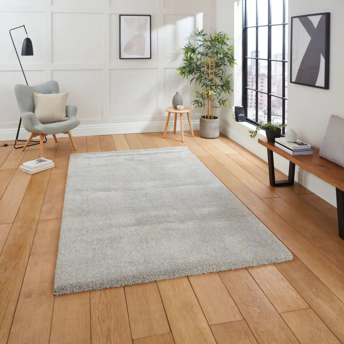 Modern Silver Rug Deluxe Silver — Woven Rugs
