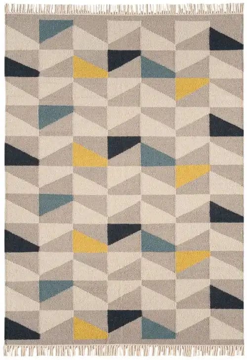 Asiatic Rugs Rectangle / 160 x 230cm Hackney Kelims Geo Mustard 5031706666462 - Woven Rugs