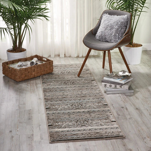 Nourison Rugs Rectangle / 66 x 229cm Karma Nourison KRM03 Stone 99446269188 - Woven Rugs