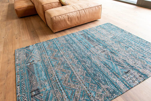 Louis De Poortere Rugs Antique Kilim 9110 Zemmuri Blue Rugs - Woven Rugs