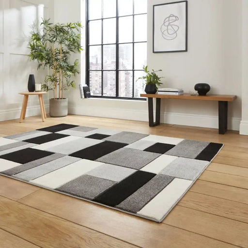 Think Rugs Rugs Matrix Think MT61 Grey Black - Woven Rugs