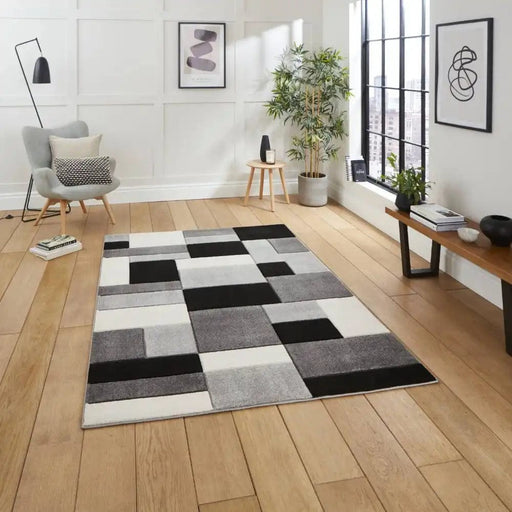 Think Rugs Rugs Matrix Think MT61 Grey Black - Woven Rugs