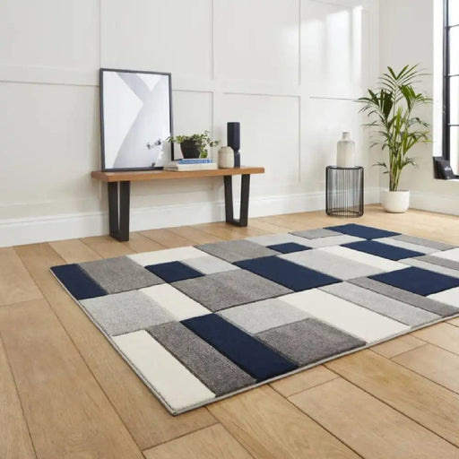 Think Rugs Rugs Matrix Think MT61 Grey Navy - Woven Rugs