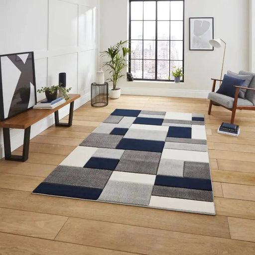 Think Rugs Rugs Matrix Think MT61 Grey Navy - Woven Rugs