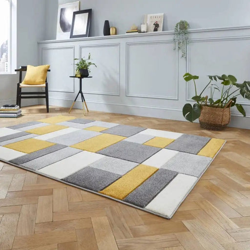 Think Rugs Rugs Matrix Think MT61 Grey Yellow - Woven Rugs