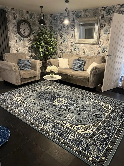 RugsDirect Online Traditional Mirkan 104438 Isfahan Sky Blue Rug - Woven Rugs